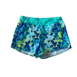 Athletic works girls lined athletic running shorts size XL (14-16) green blue